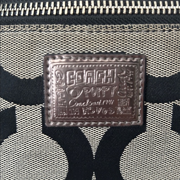 Coach Grey/Black Signature C Print Classic Poppy Travel Tote Bag Purse 🌺🌺 - Picture 6 of 16